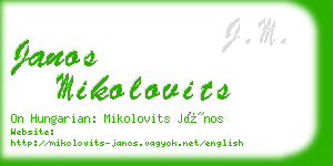 janos mikolovits business card